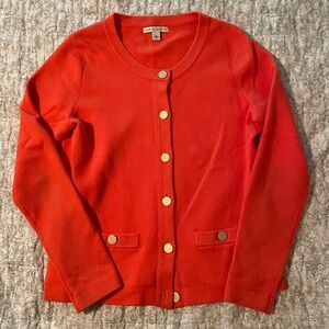 Banana Republic orange sweater with gold buttons- medium
